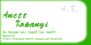 anett kopanyi business card